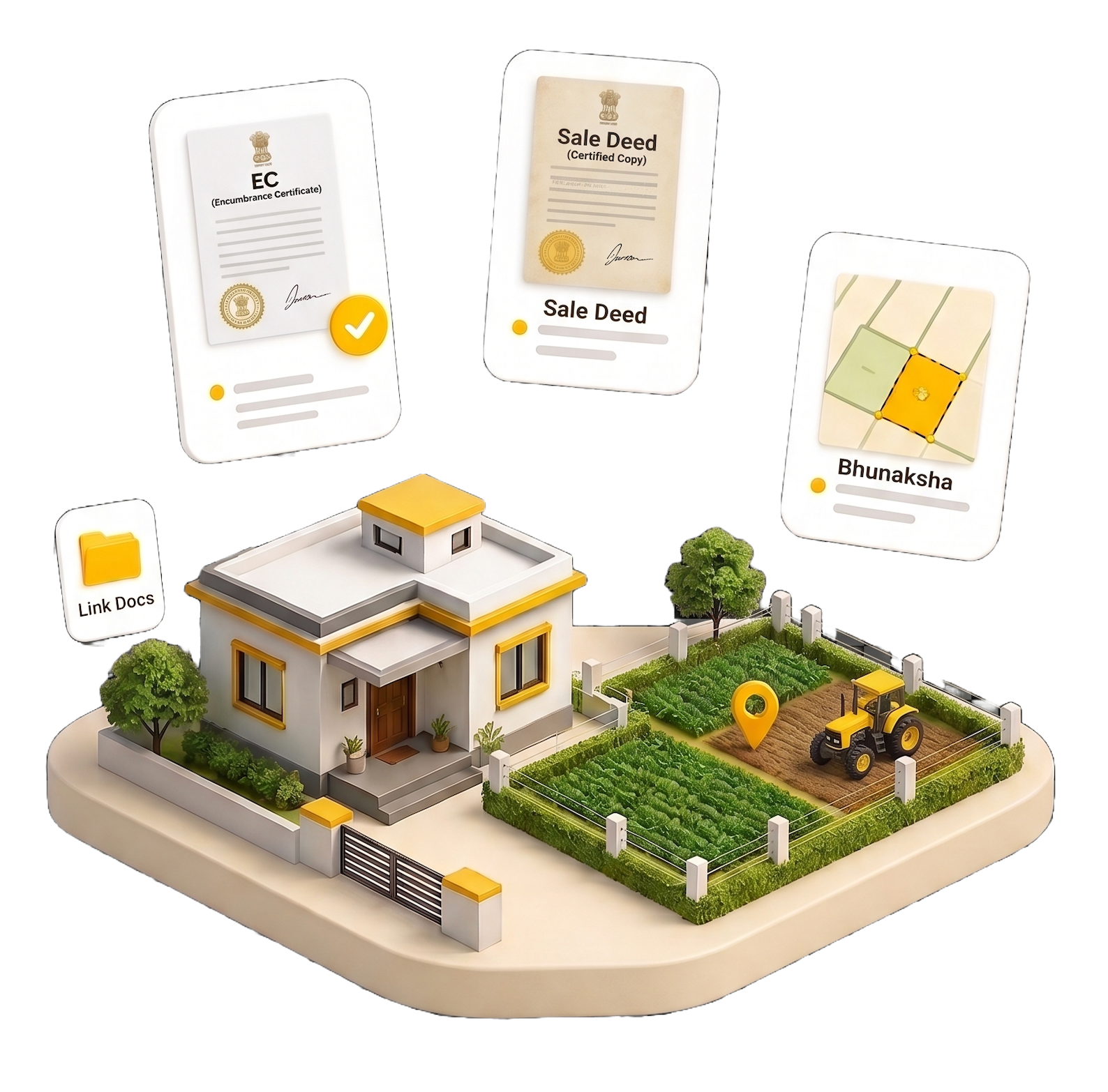 Property documents verified for a home and farmland